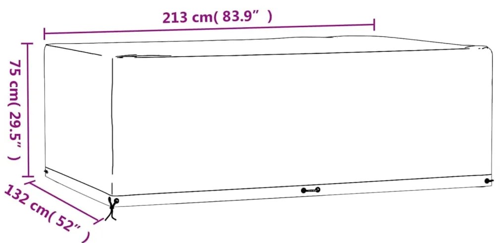 Capas p/ mobília jardim 2 pcs 12 ilhós 213x132x75 cm retangular