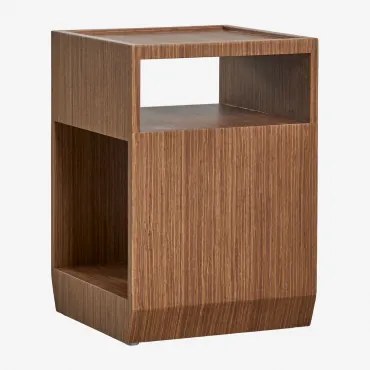Mesa Auxiliar Quadrada 35x35 Cm Em Mdf E Chapa Brisbane Castanho Nogal Oscuro - Sklum
