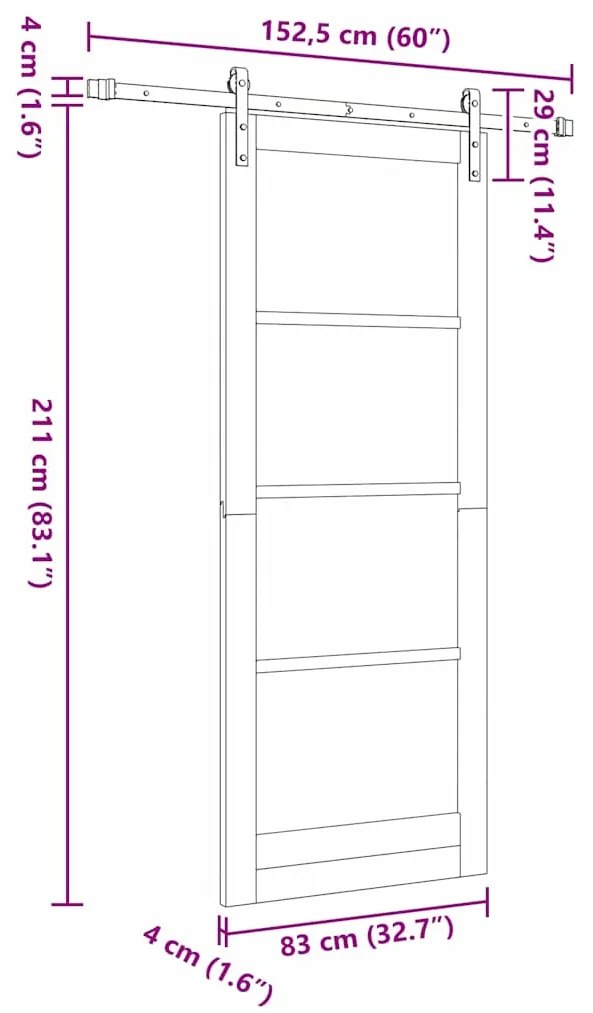 Porta Deslizante vidaXL com Conjunto de Ferragens 'ORKDAL'Branca 83x21