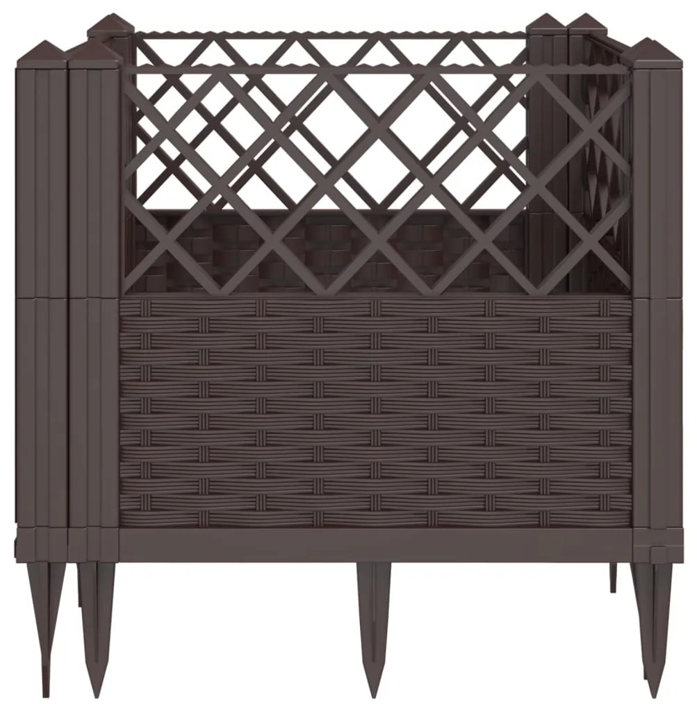 Vaso/floreira de jardim c/ estacas 43,5x43,5x43,5cm PP castanho