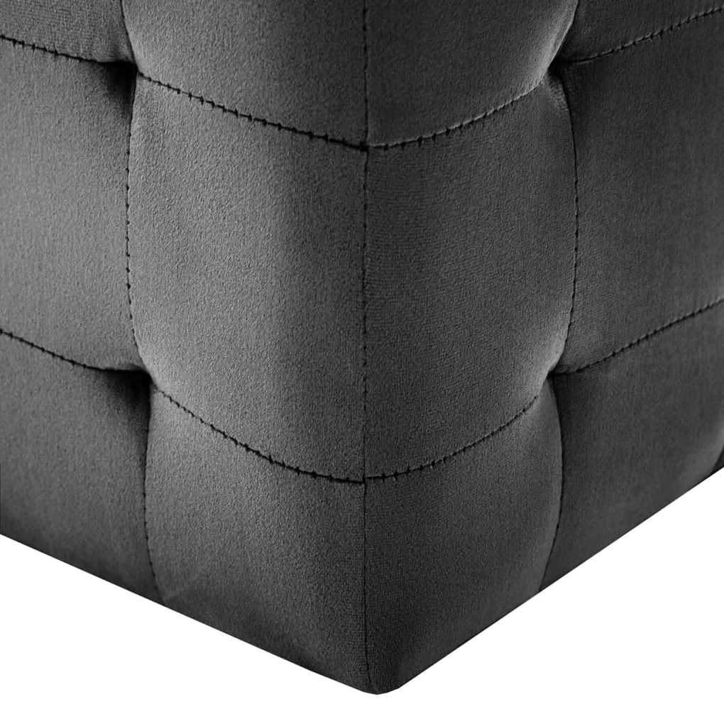 Pufe 2 pcs 30x30x30 cm veludo preto