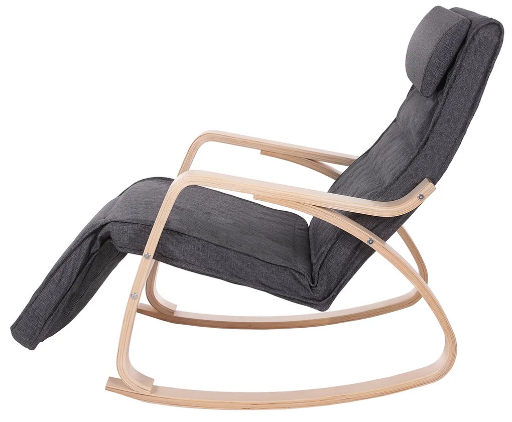 Cadeira de baloiço com apoio para os pés 67 x 125 x 91 cm cinzento escuro