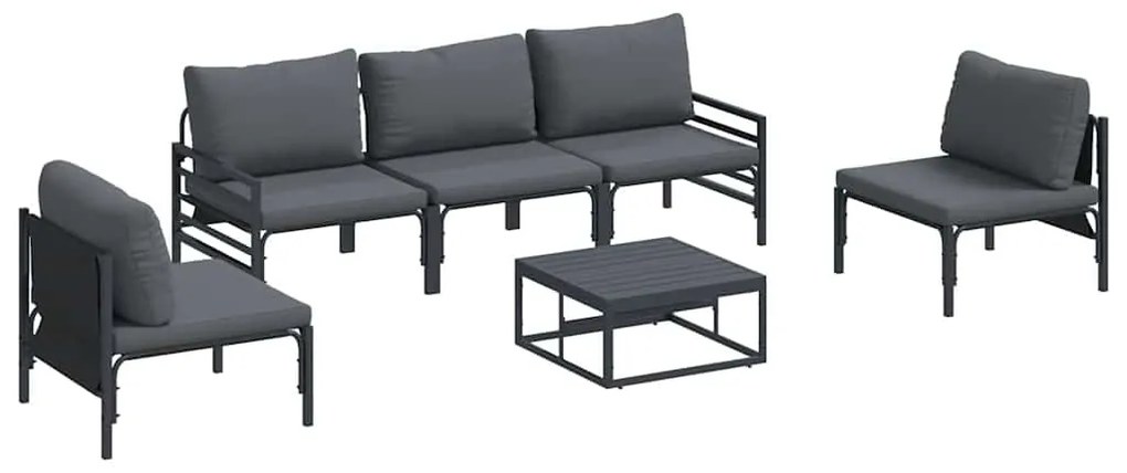 Conjunto de Sofá de Jardim 6 pcs Cinzento-escuro Aço