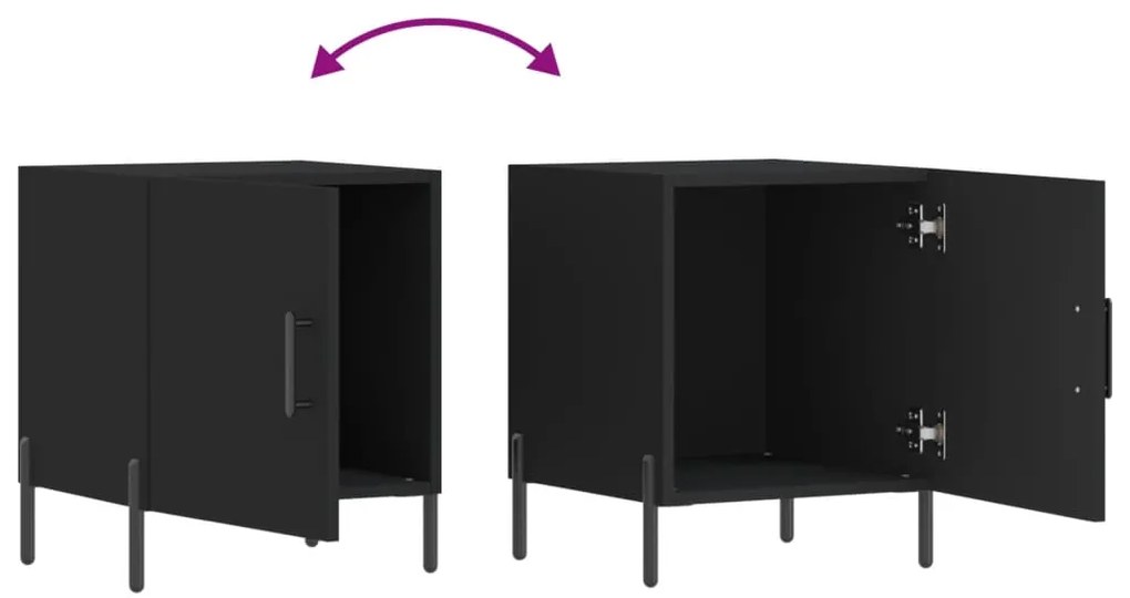 Mesa de cabeceira 2 pcs 40x40x50 cm derivados de madeira preto