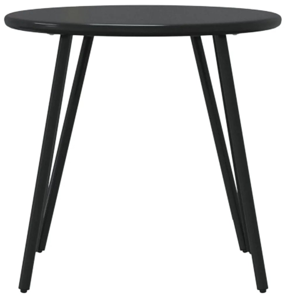 Mesas centro p/ jardim redondas 2 pcs aço revestido a pó preto