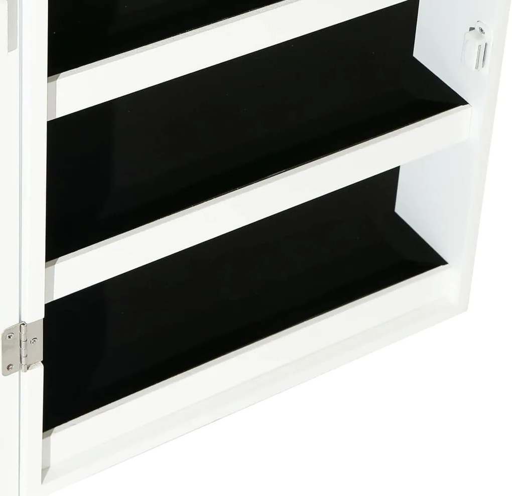 Móvel para joias de parede espelhado com luzes LED branco
