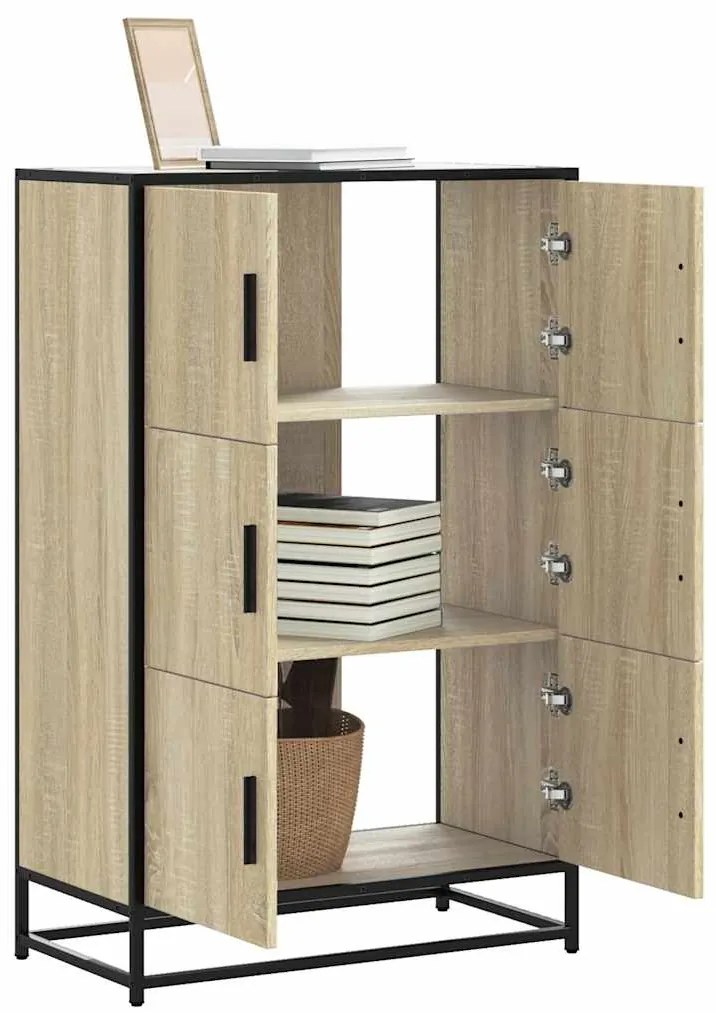 vidaXL Armário alto 68x35x106,5 cm madeira e metal carvalho sonoma