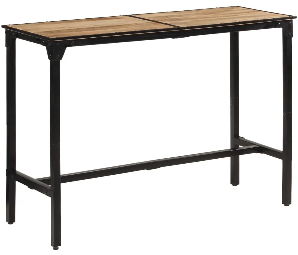 7 pcs conj. de bar madeira de mangueira áspera maciça e metal