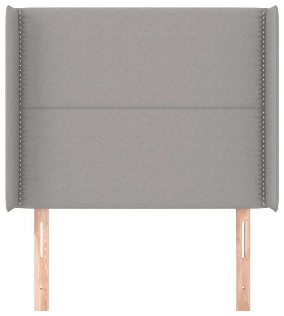 Cabeceira de cama c/ abas tecido 93x16x118/128cm cinzento-claro