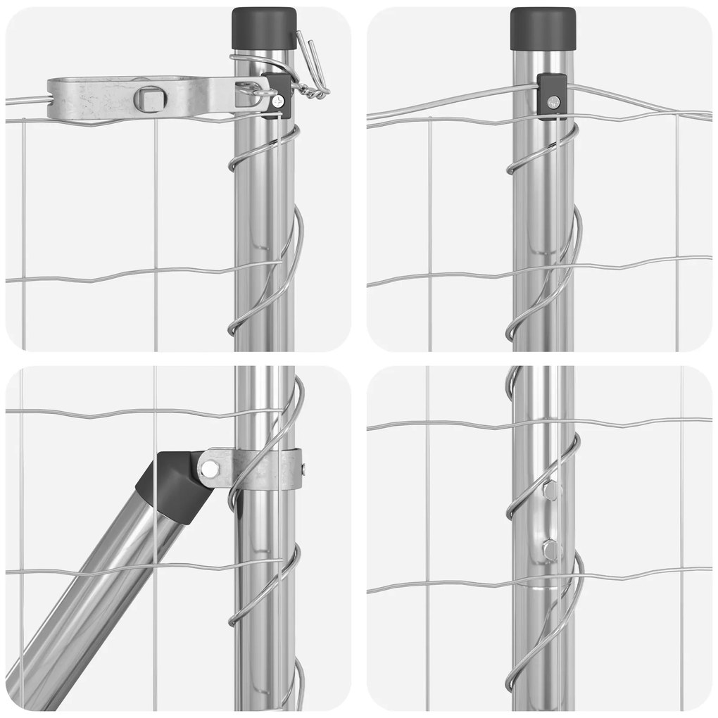 Cerca Europeia com 7 Postes 1x10 m Aço Galvanizado