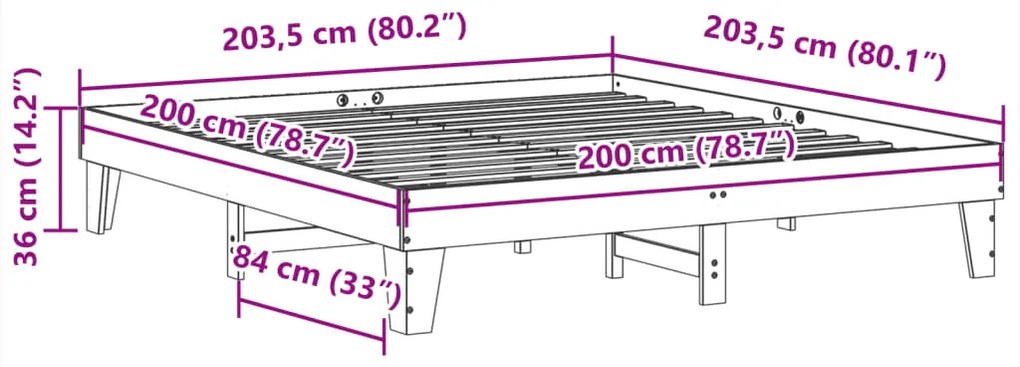 Cama sem colchão 200x200 cm pinho maciço castanho-mel