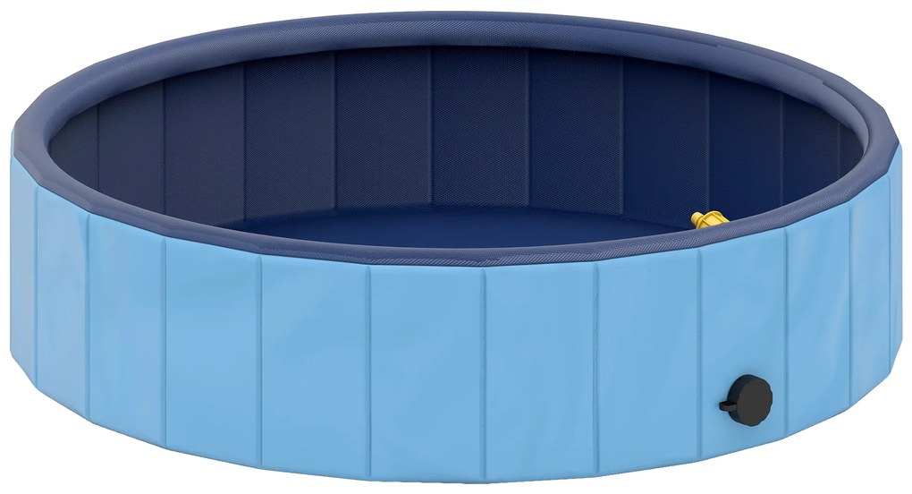 PawHut Piscina para Cães Dobrável com Aspersor Piscina Portátil em PVC Antiderrapante e Resistente ao Desgaste Ø100x30 cm Azul | Aosom Portugal
