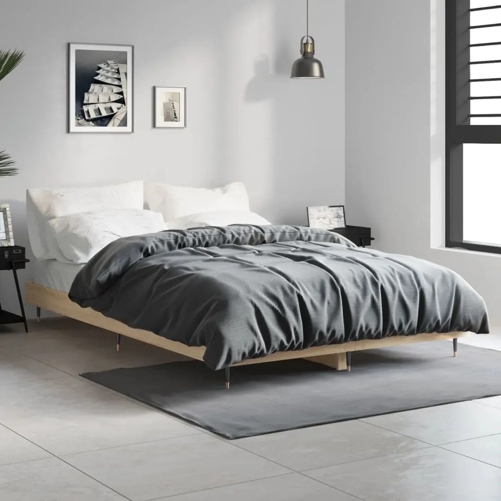 Estrutura cama s/ colchão derivados de madeira carvalho sonoma