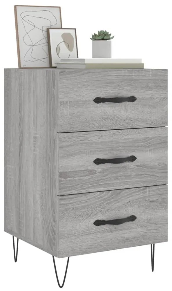 Mesa de cabeceira 40x40x66 cm derivados madeira cinzento sonoma
