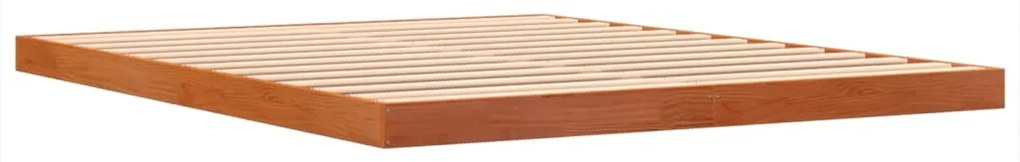 Estrutura de cama 160x200 cm madeira pinho maciça castanho cera