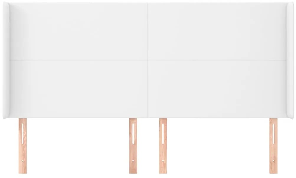 Cabeceira cama c/ abas couro artificial 183x16x118/128cm branco