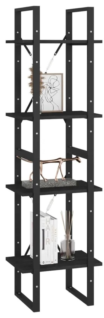 Estante com 4 prateleiras 40x30x140 cm pinho maciço preto