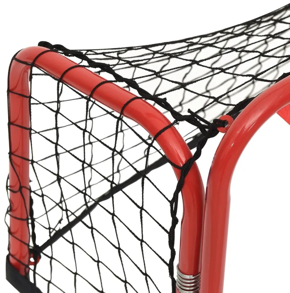 Baliza hóquei c/ rede 68x32x47 cm aço/poliéster vermelho/preto