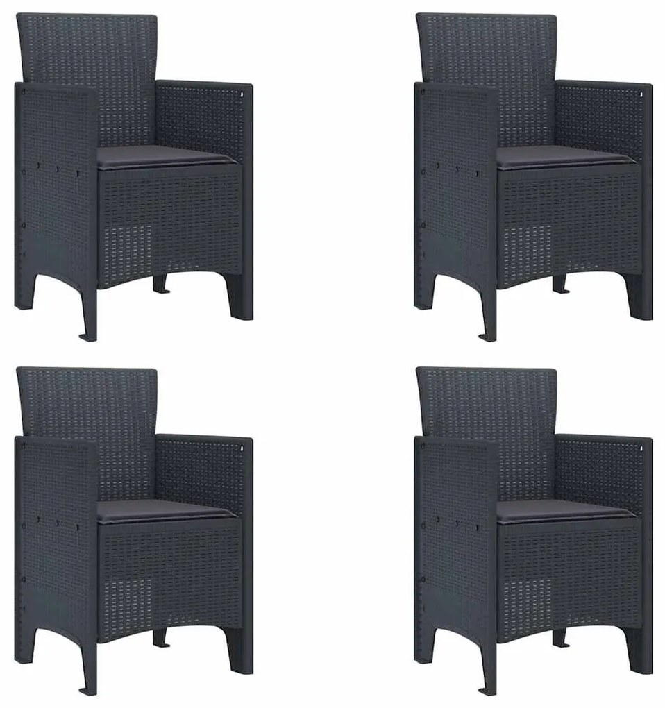 Cadeiras de Jardim com Almofadas 4 pcs Antracite