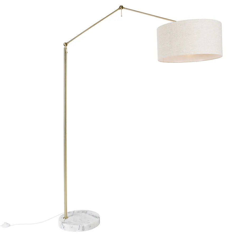 Candeeiro de pé dourado com abajur cinzento claro 50 cm ajustável - Editor