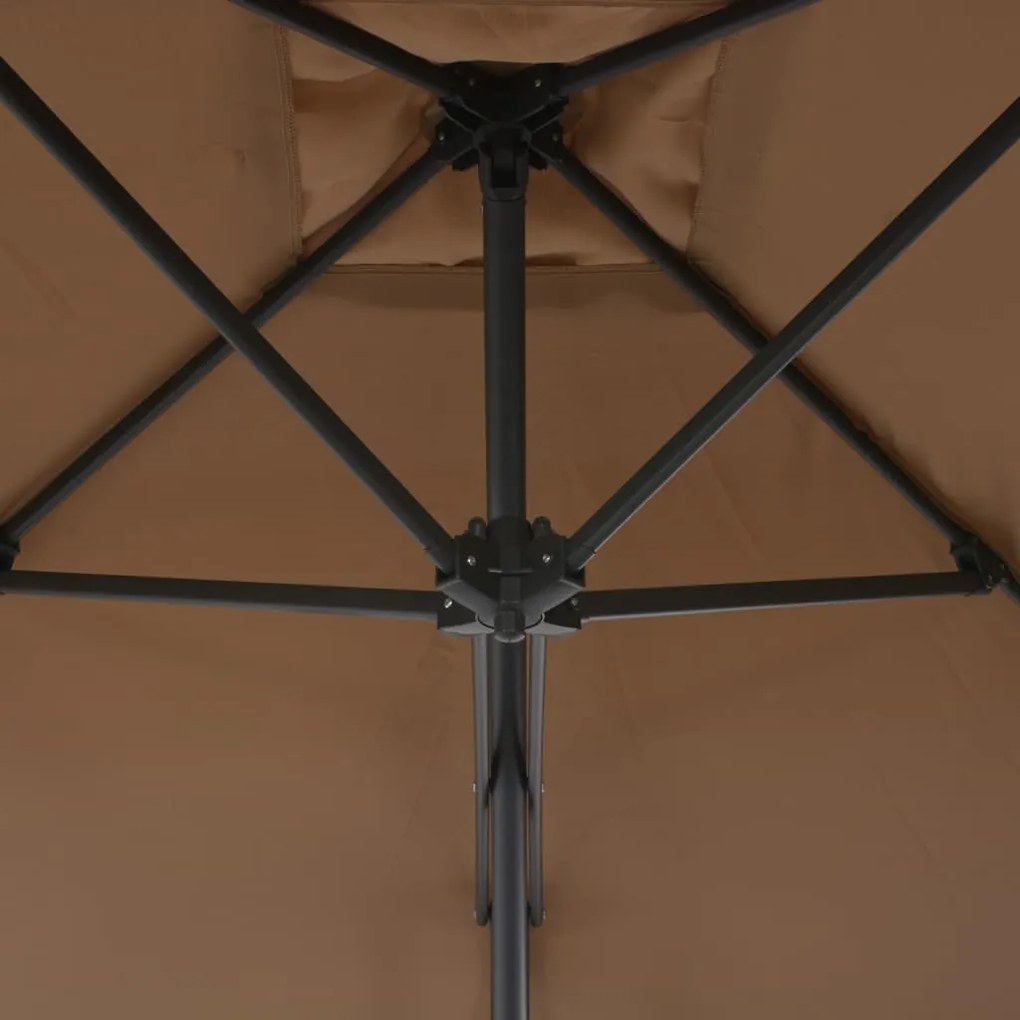 Guarda-sol exterior c/ poste de aço 300 cm cinzento-acastanhado