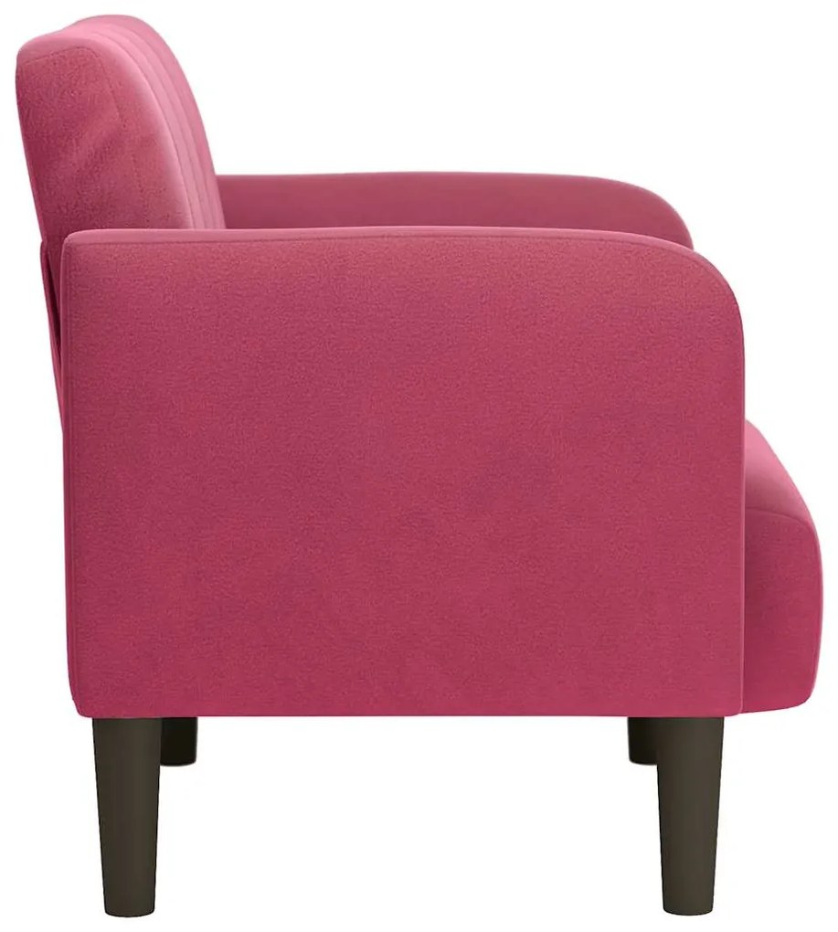 Poltrona com apoio de braços 54 cm veludo vermelho tinto