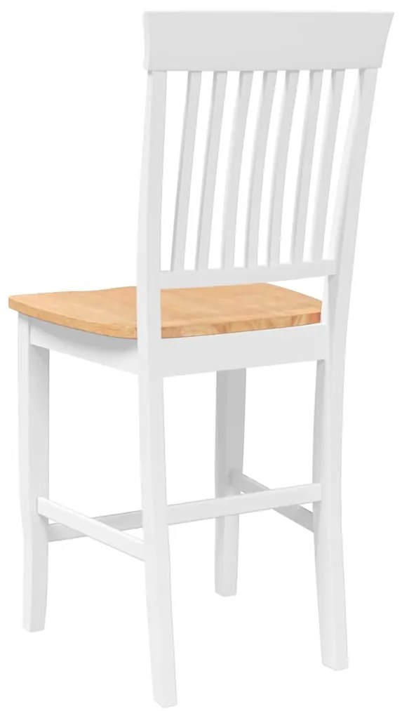 Bancos de bar 2 pcs madeira de seringueira maciça branco