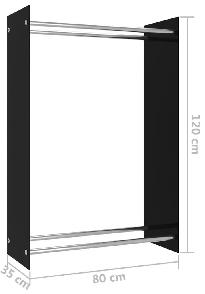 Suporte para lenha 80x35x120 cm vidro preto