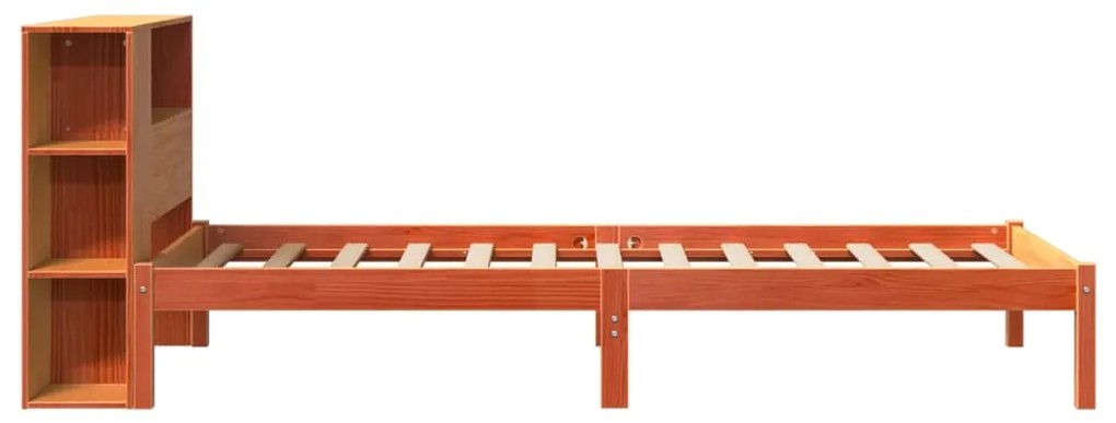 Cama com estante sem colchão 90x200cm pinho maciço castanho-mel