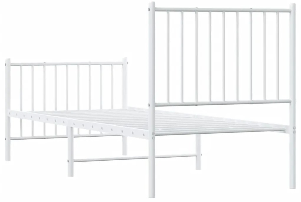 Estrutura de cama com cabeceira e pés 75x190 cm metal branco