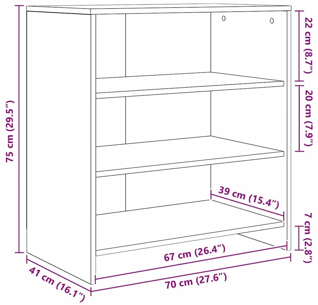 Buffet 2 pcs Carvalho preto 70 x 41 x 75 cm Madeira processada