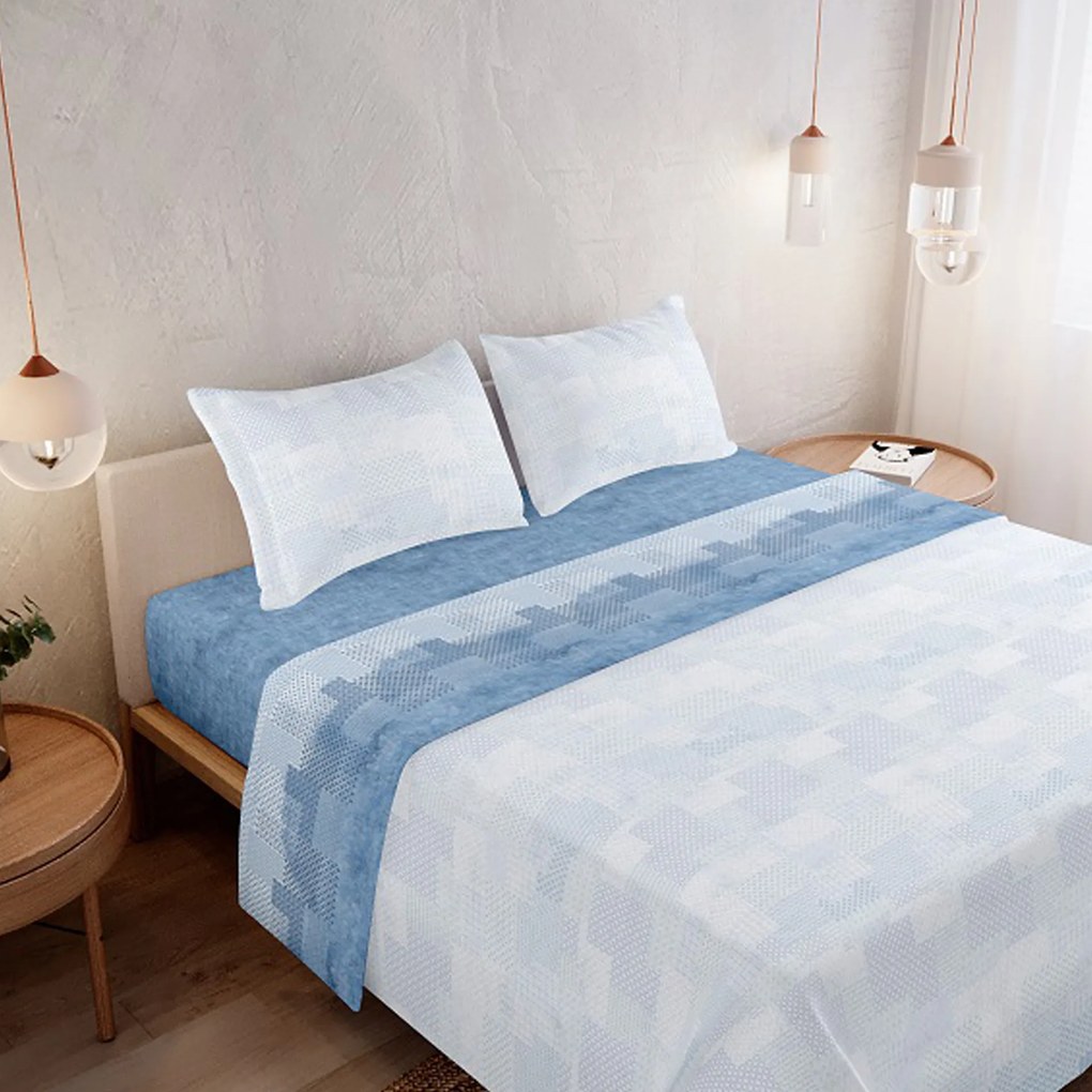 Jogo Cama Coralina Amo Desenho 95 Azul 280X290cm
