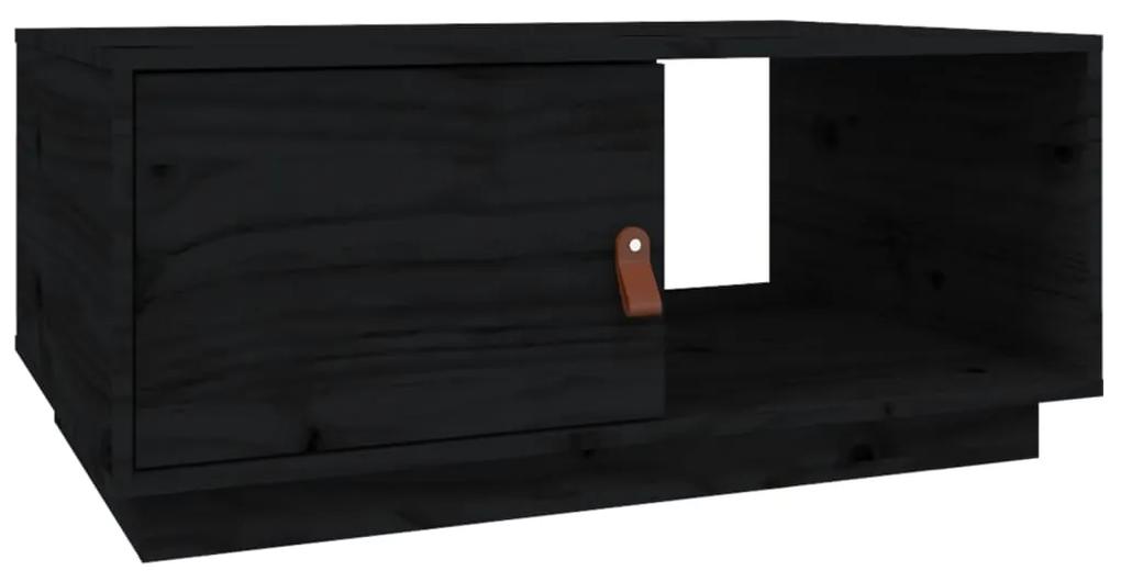 Mesa de centro 80x80x35,5 cm madeira de pinho maciça preto