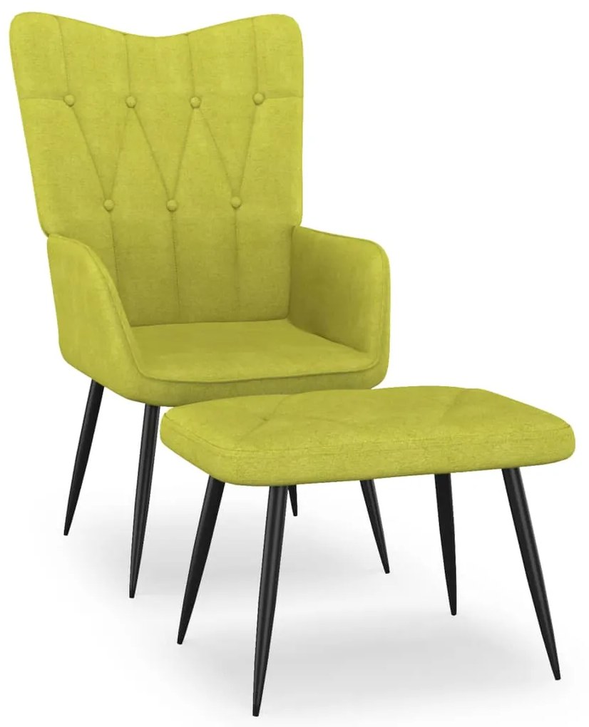 327561 vidaXL Cadeira de descanso com banco tecido verde
