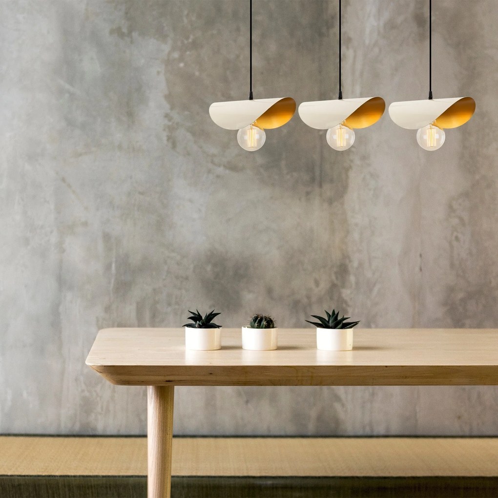 Chandelier Sivani – Branco e Dourado – 80 x 17 cm