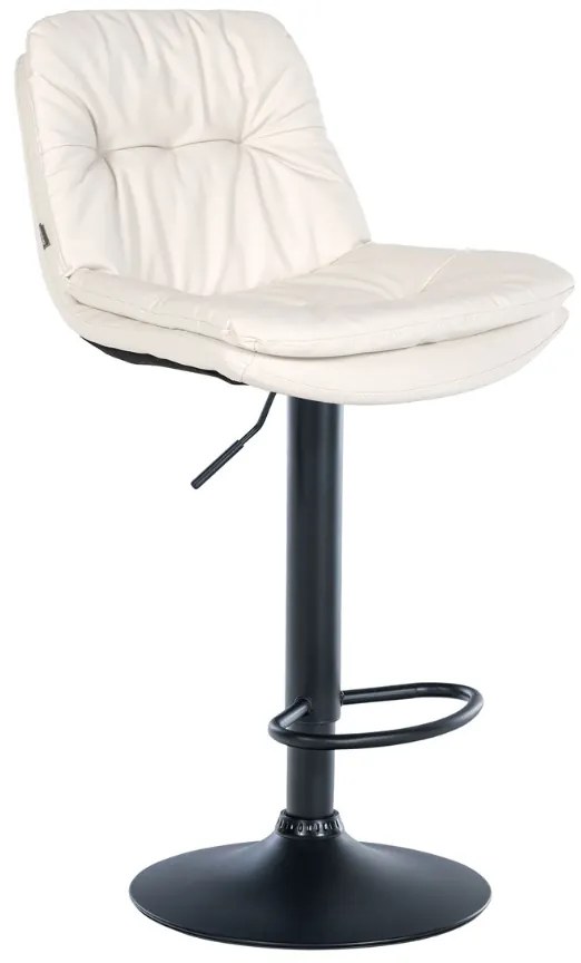 Banco de bar em couro sintético com estrutura preta 92-113 x 46 x 54 cm branco