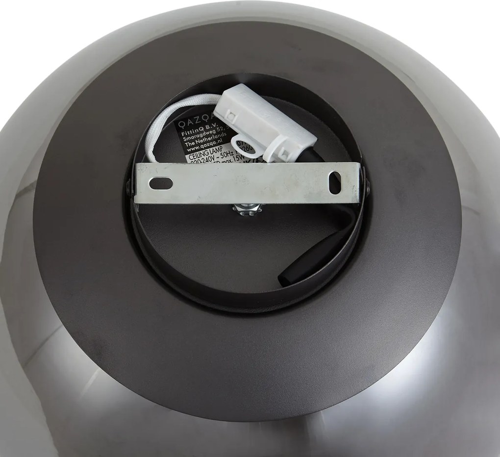 Candeeiro de Teto de Design Gunmetal com Vidro Fumê - Giselle