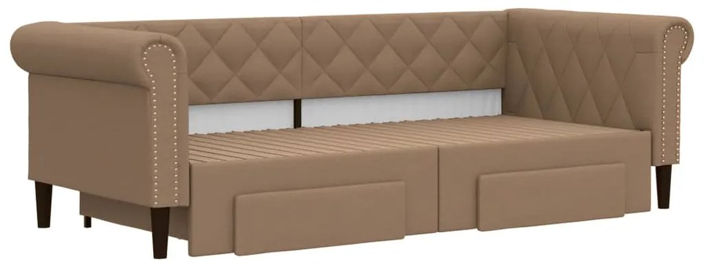 Sofá-cama c/ gavetão e gavetas 90x200 cm couro art. cappuccino