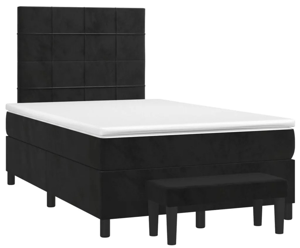 Cama boxspring com colchão 120x200 cm veludo preto
