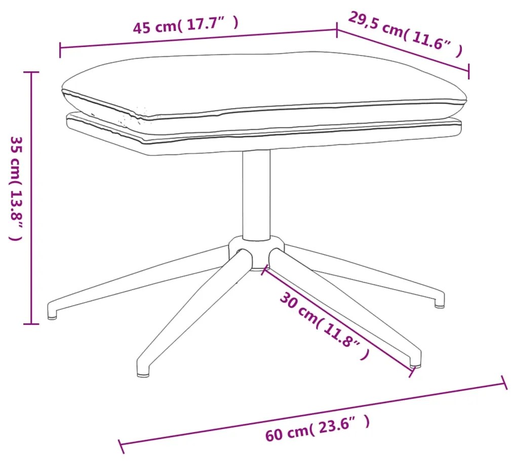 Apoio de pés tecido de microfibra 60x60x35 cor creme