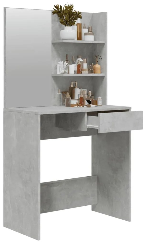 Toucador com espelho 74,5x40x141 cm cinzento cimento