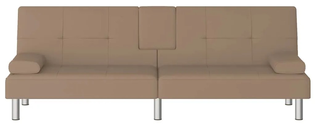 Sofá-cama c/ suporte para copos couro artificial cor cappuccino