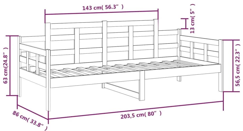 Sofá-cama 80x200 cm madeira de pinho maciça