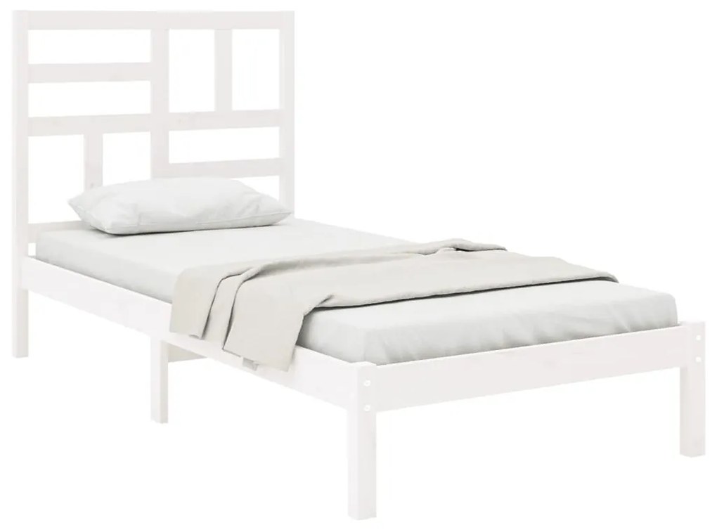 Estrutura cama pequena solteiro 75x190 cm madeira maciça branco