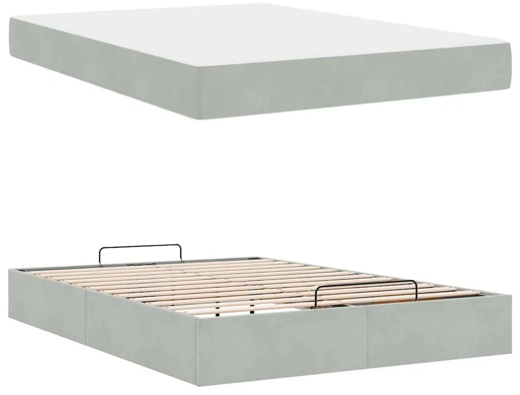 Estrutura da Cama Cinzento-claro 140 x 200 cm Veludo
