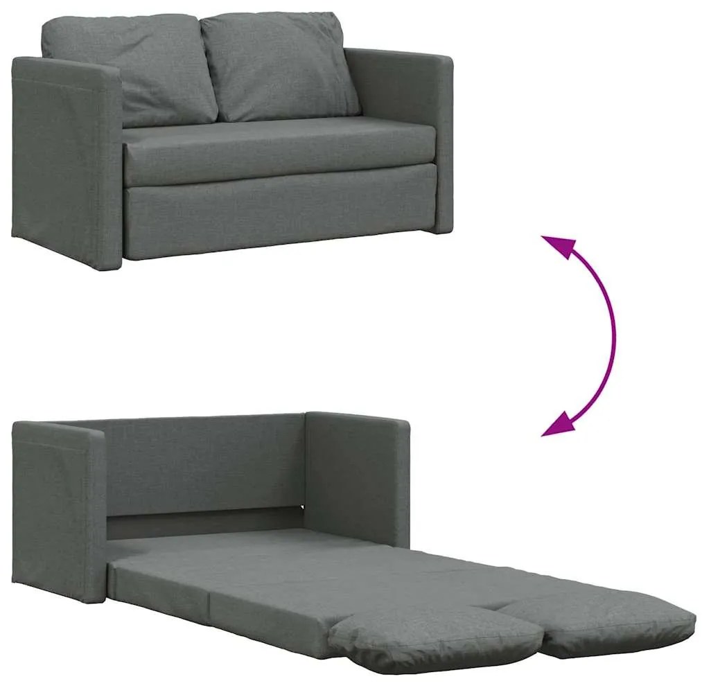 Sofá-cama sem pés 112x174x55 cm tecido cinzento-escuro