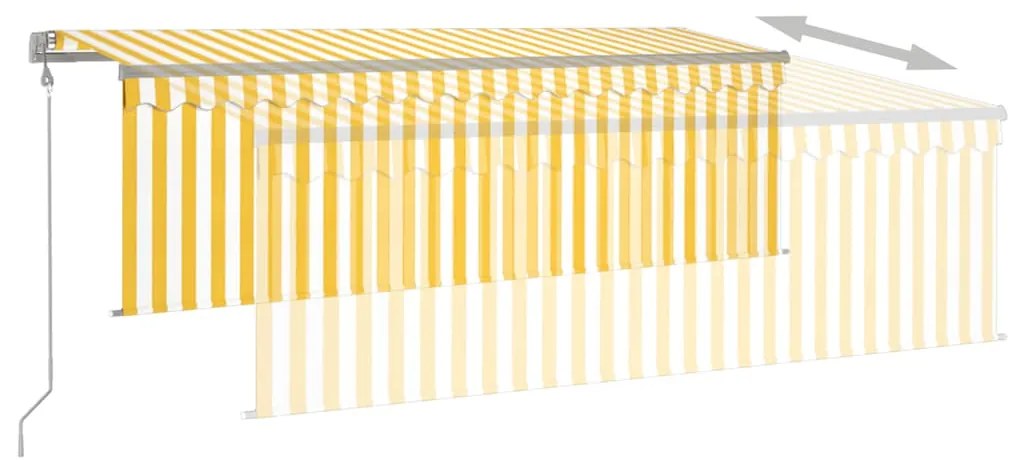 Toldo automático c/ estore/LED/sensor vento 4x3m amarelo/branco