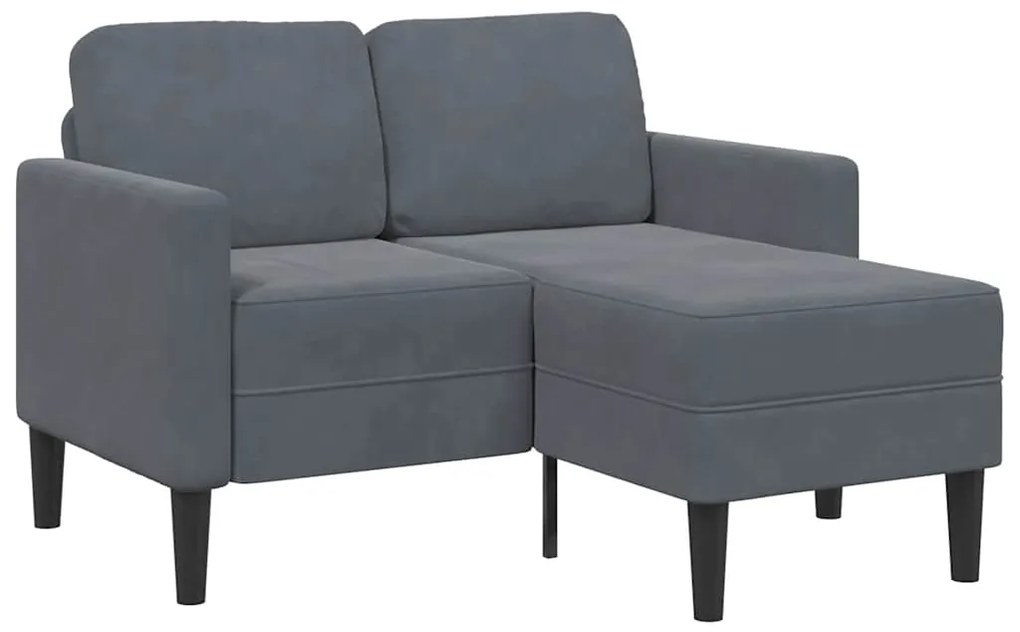 vidaXL Sofá 2 lugares com Chaise em L 125 cm veludo cinzento-escuro