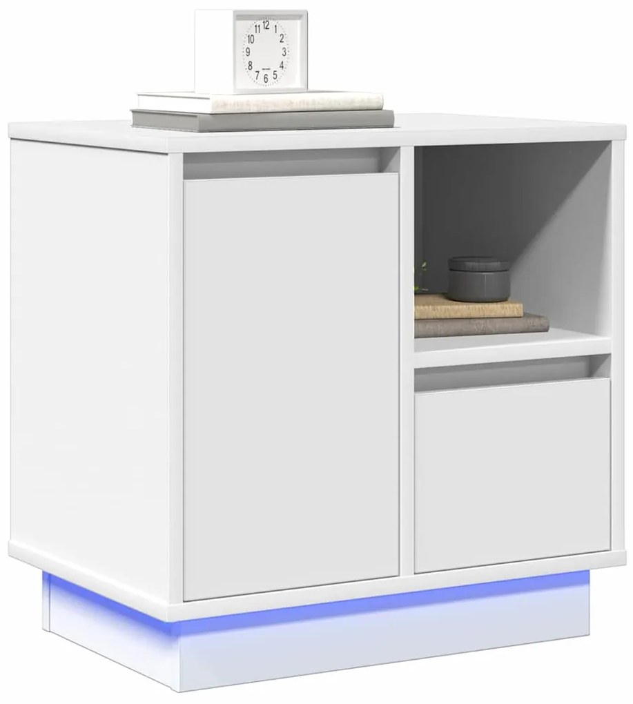 Criado-mudo com LED Branco 50x34,5x50 cm