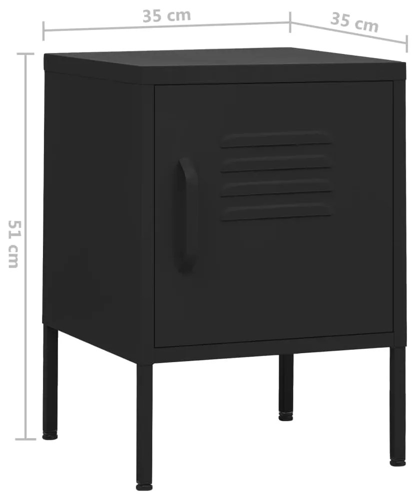Mesa de cabeceira 35x35x51 cm aço preto